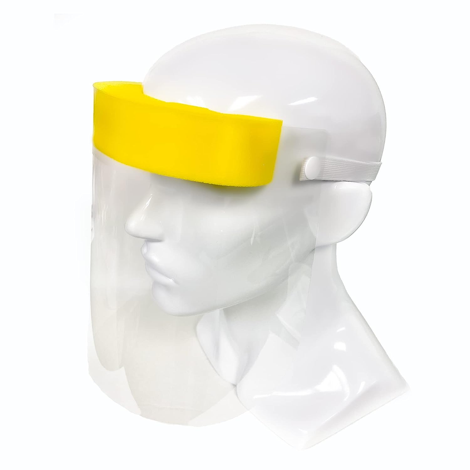 Lucent Path Disposable Clear Protective Full Face Shield with Elastic Strap and Vented Foam Headband