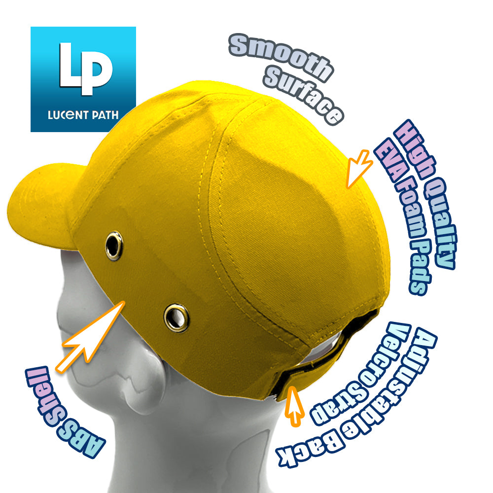 6 Packs Lucent Path Yellow Baseball Bump Caps - Lightweight Safety Hard Hat Head Protection Cap
