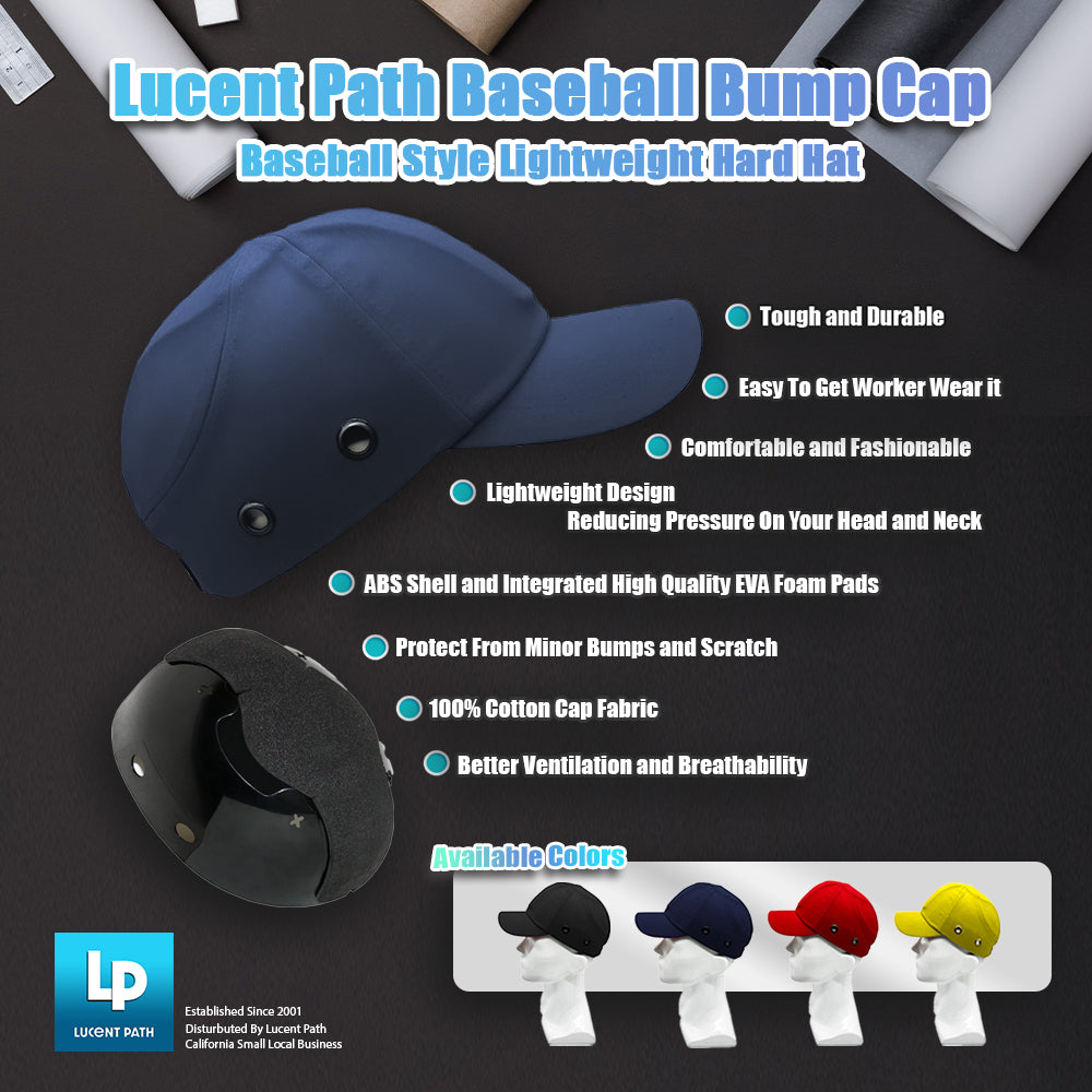 Lucent Path Black Baseball Bump Cap Hard Hat Helmet Safety Cap For Men and Women