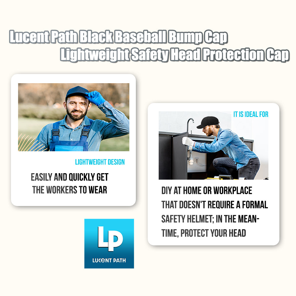 Lucent Path Black Baseball Bump Cap Hard Hat Helmet Safety Cap For Men and Women