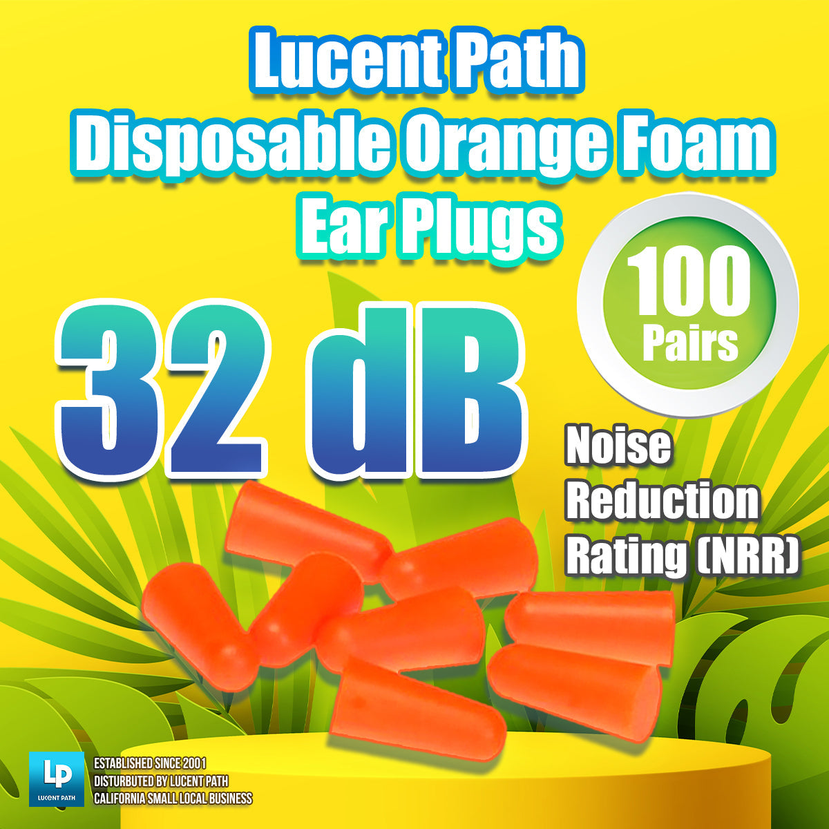  Lucent Path Disposable Orange Foam Ear Plugs - NRR 32dB