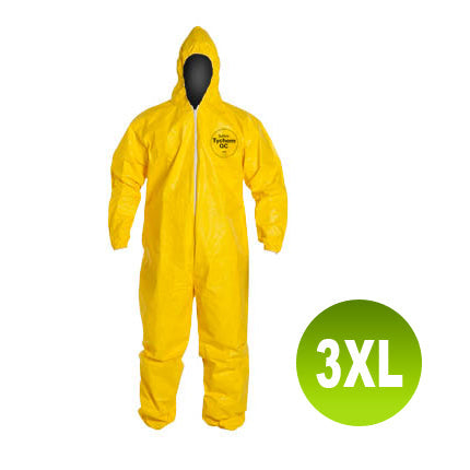 QC127 - Size 3XL - DuPont Tychem Coverall, Standard Hood, Elastic Wrists & Ankles