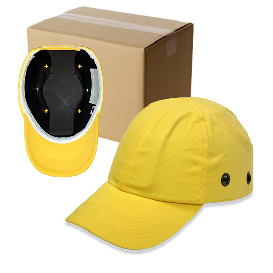 20 Yellow Baseball Bump Caps - Lightweight Safety Hard Hat Head Protection Caps