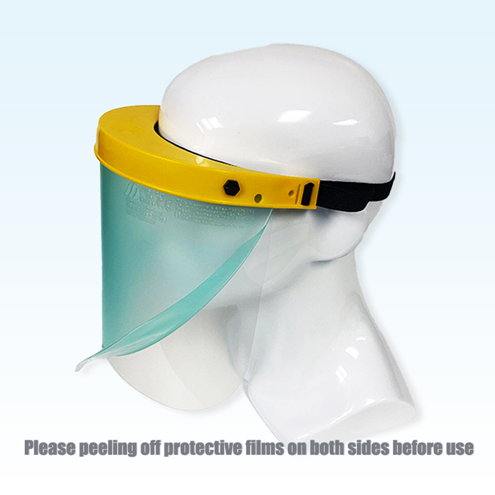 ANSI CE Certified Reusable Protective Safety Clear Visor Face Shield with Comprehensive Brow Guard